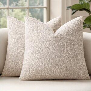 20x20 Inch Decorative Pillow Covers for Couch Bed Set of 2 Textured Boucle